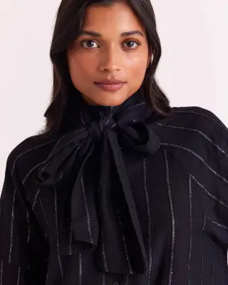 Chemise Joyce rayures marine et argent — photo 2