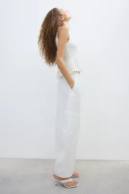 Pantalon cargo avec jambes ballon - Ivoire — photo 3