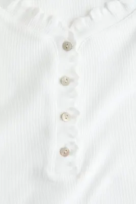 Top en jersey avec détails surjetés - Blanc — photo 4