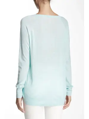 Pull ASHER col V en laine et cachemire vert d'eau Prix boutique 210€ Taille 38/40 — photo 3