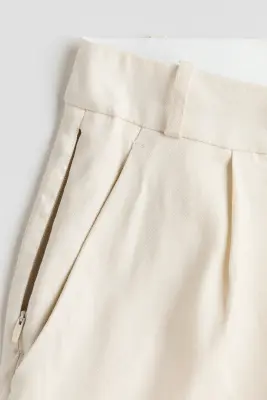 Short Easy-care Loose Fit en lin mélangé - Beige clair — photo 5