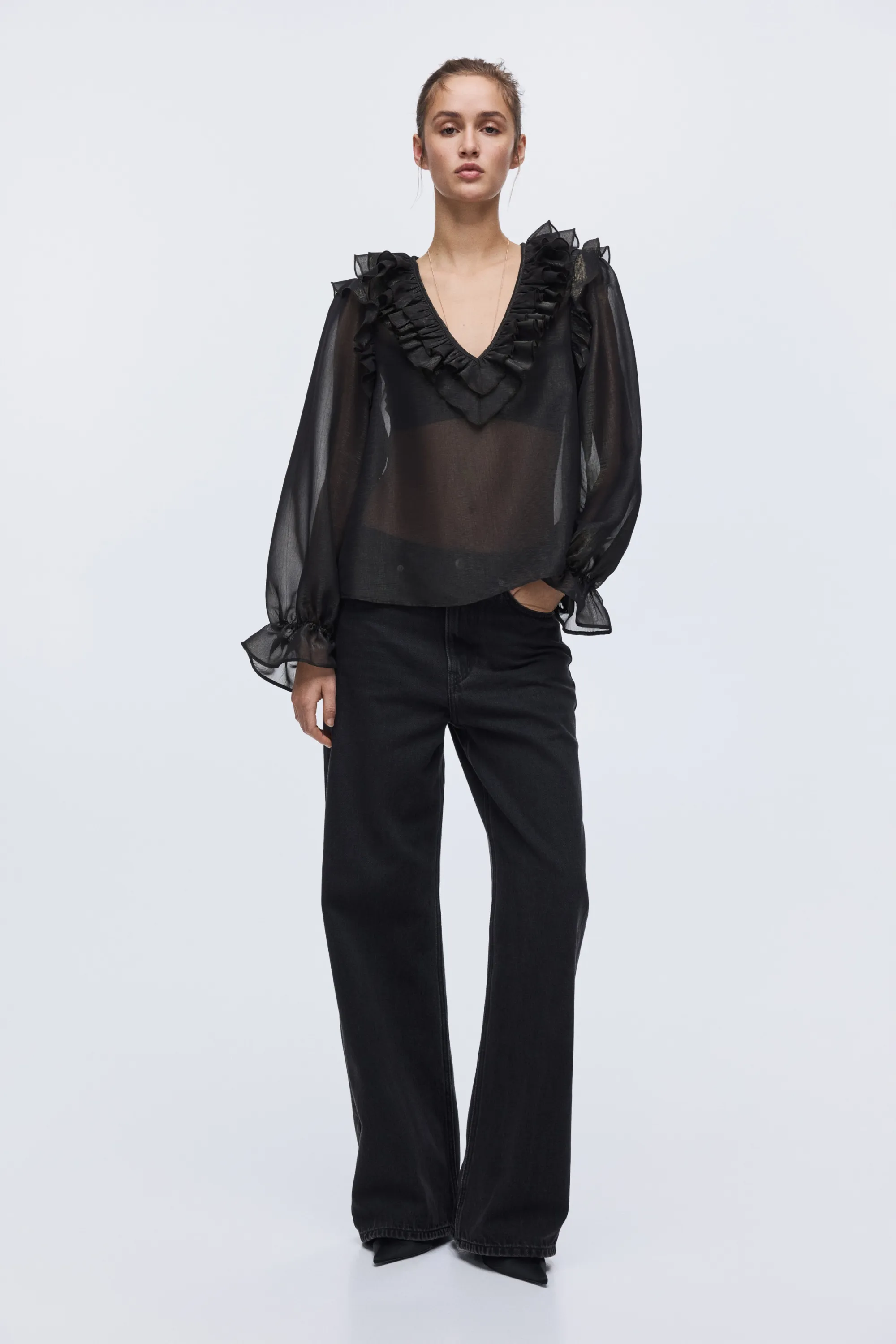 Blouse volantée - Noir