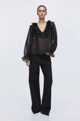 Blouse volantée - Noir — photo 1