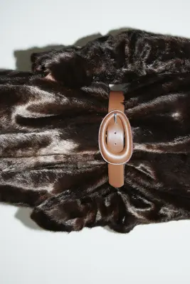 Ceinture en tissu enduit - Marron — photo 3