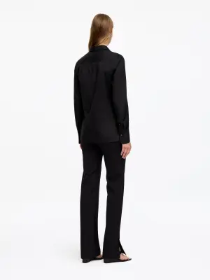 Chemise slim en coton extensible - Noir — photo 2