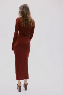 Robe en jersey à effet drapé - Brun rouille — photo 3