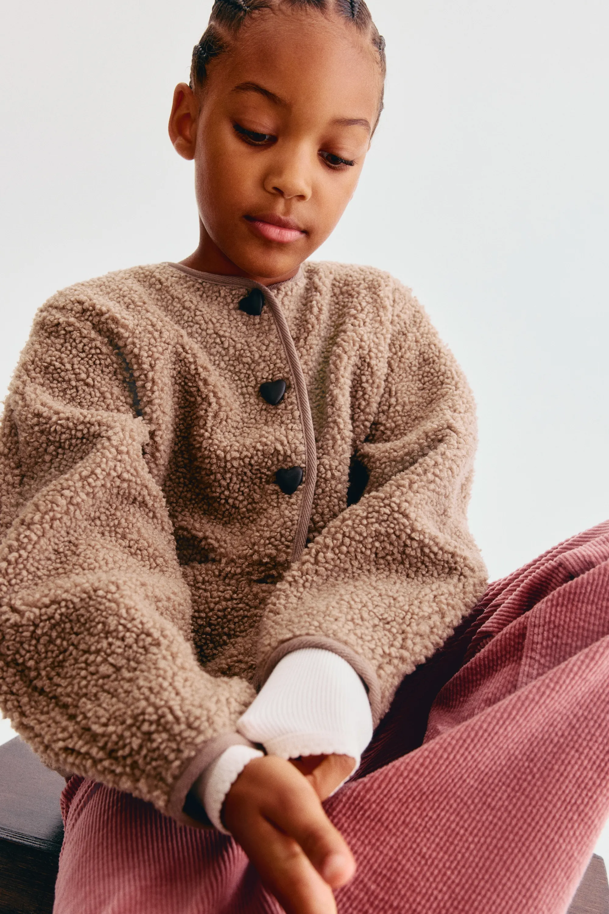 Pantalon large en velours de coton côtelé - Rose ancien