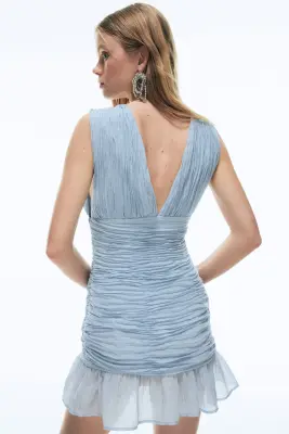 Robe sans manches froissée - Bleu ancien clair — photo 3