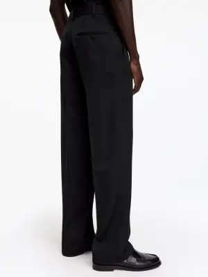 Pantalon tailleur large en laine - Charbon — photo 4