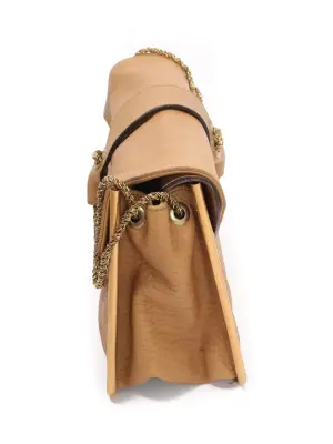 Sac SALLY en cuir grainé beige camel chaîne et cadre laiton doré Prix boutique 1710€ — photo 5
