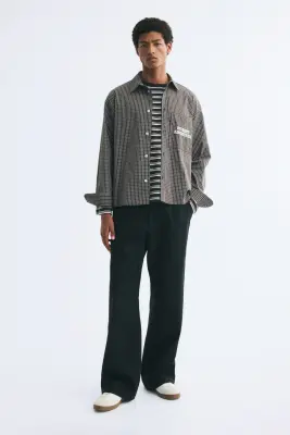 Chemise imprimée Relaxed Fit en popeline de coton - Vert kaki/Street Archives — photo 3