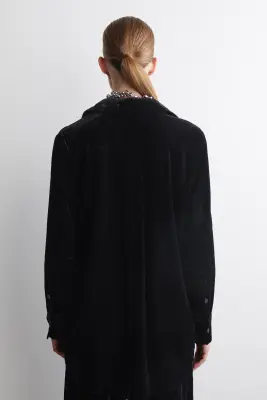 CHEMISE EN VELOURS - NOIR — photo 4