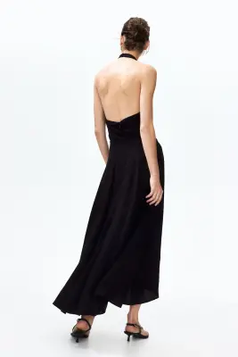Robe dos nu avec jupe évasée - Noir — photo 2