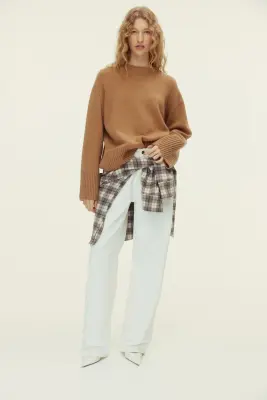 Pull en cachemire mélangé - Beige foncé — photo 1