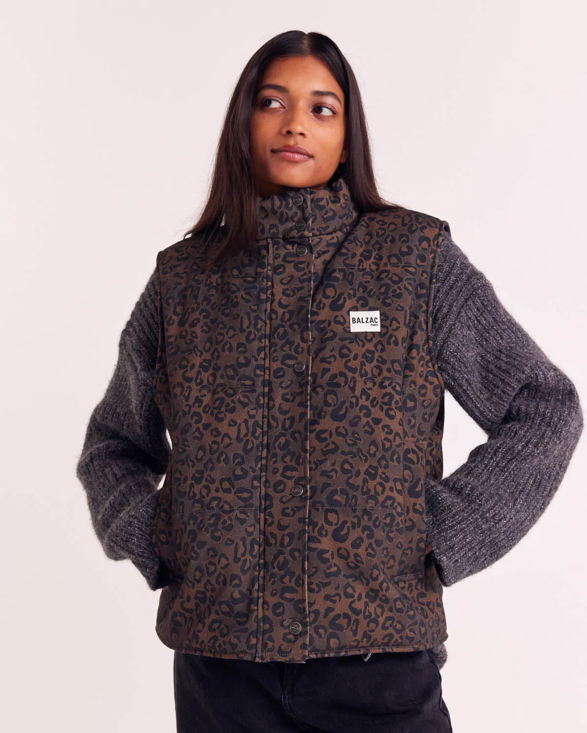 Veste Clovis léopard fauve chocolat