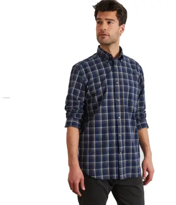 EDEN PARK CHEMISE ECOSSAISE Marine — photo 2