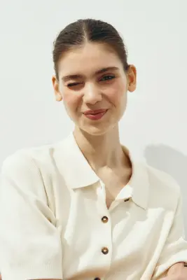 Gilet avec col - Crème — photo 2