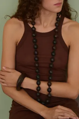 COLLIER ZEBRA MARRON FONCÉ — photo 2