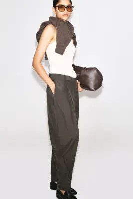PANTALON BALLON À PLIS - BRUN — photo 3
