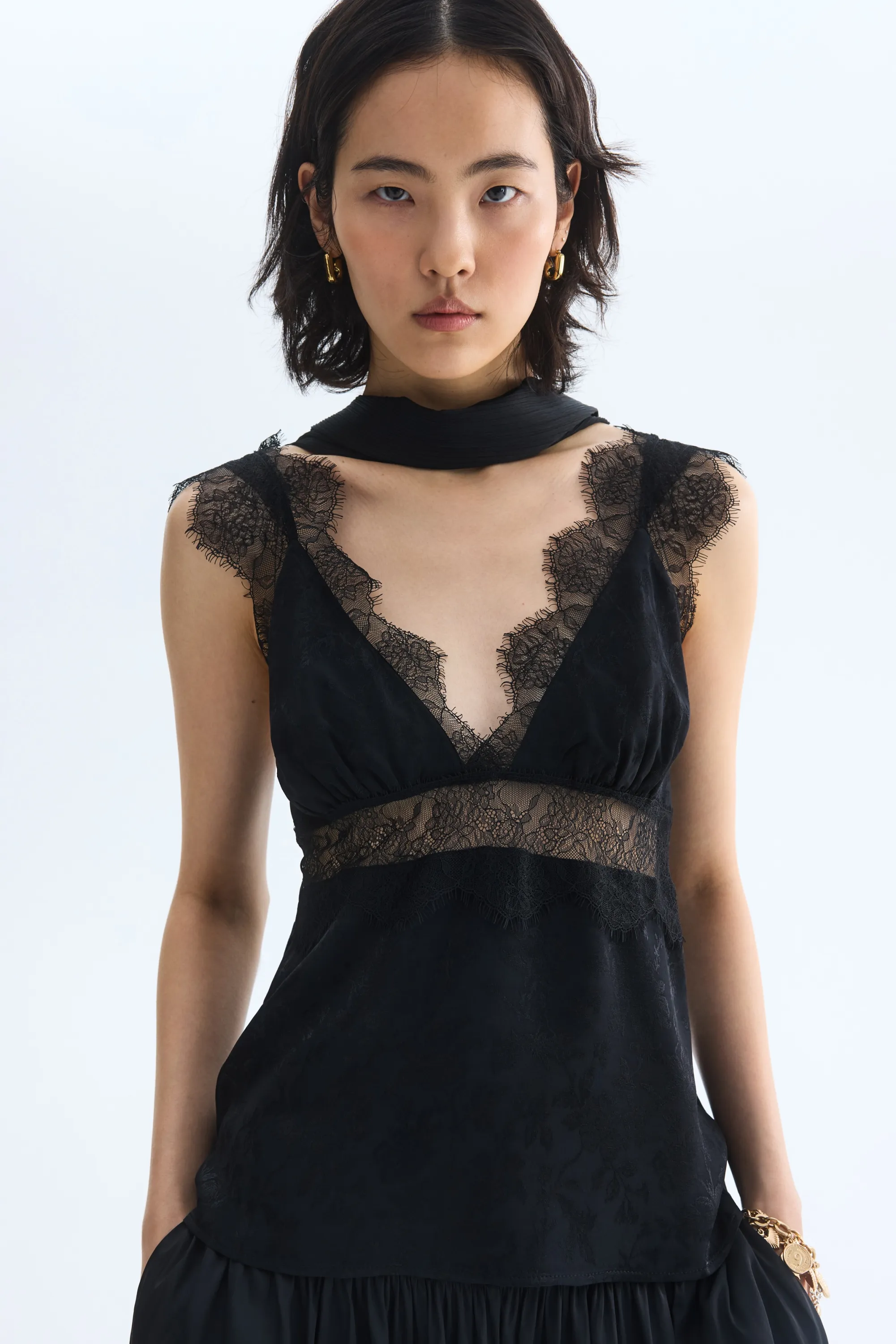 Top avec dentelle - Noir