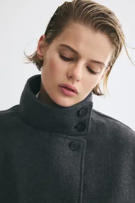Veste à col entonnoir en feutre - Gris foncé — photo 2