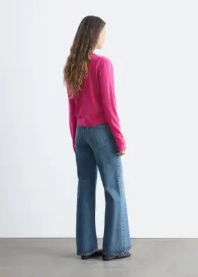 Cardigan en laine à maille unie - Rose vif — photo 5