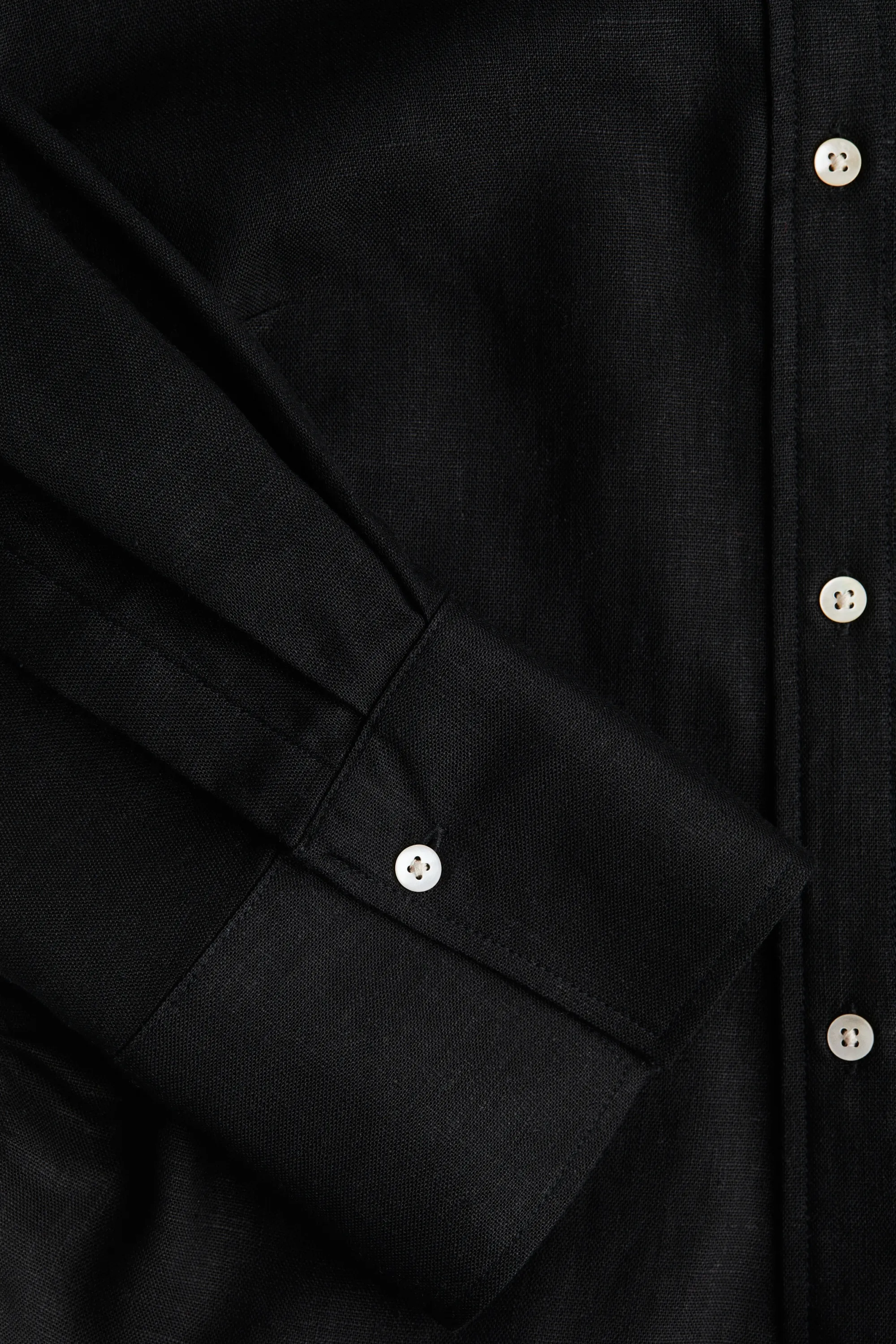 Chemise froncée en lin mélangé - Noir