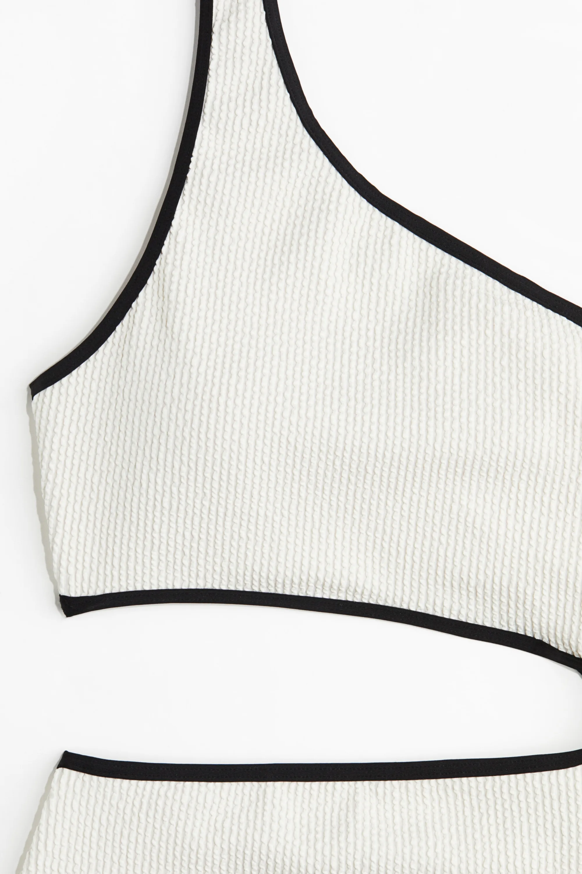 Maillot de bain asymétrique avec ouverture - Blanc/noir