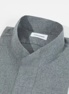 Origami Collar Shirt in Heather Gray Cotton Flannel — photo 3