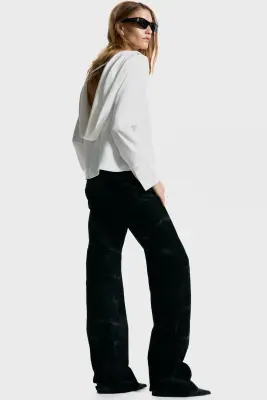 Blouse à dos bénitier avec perles fantaisie - Blanc — photo 4