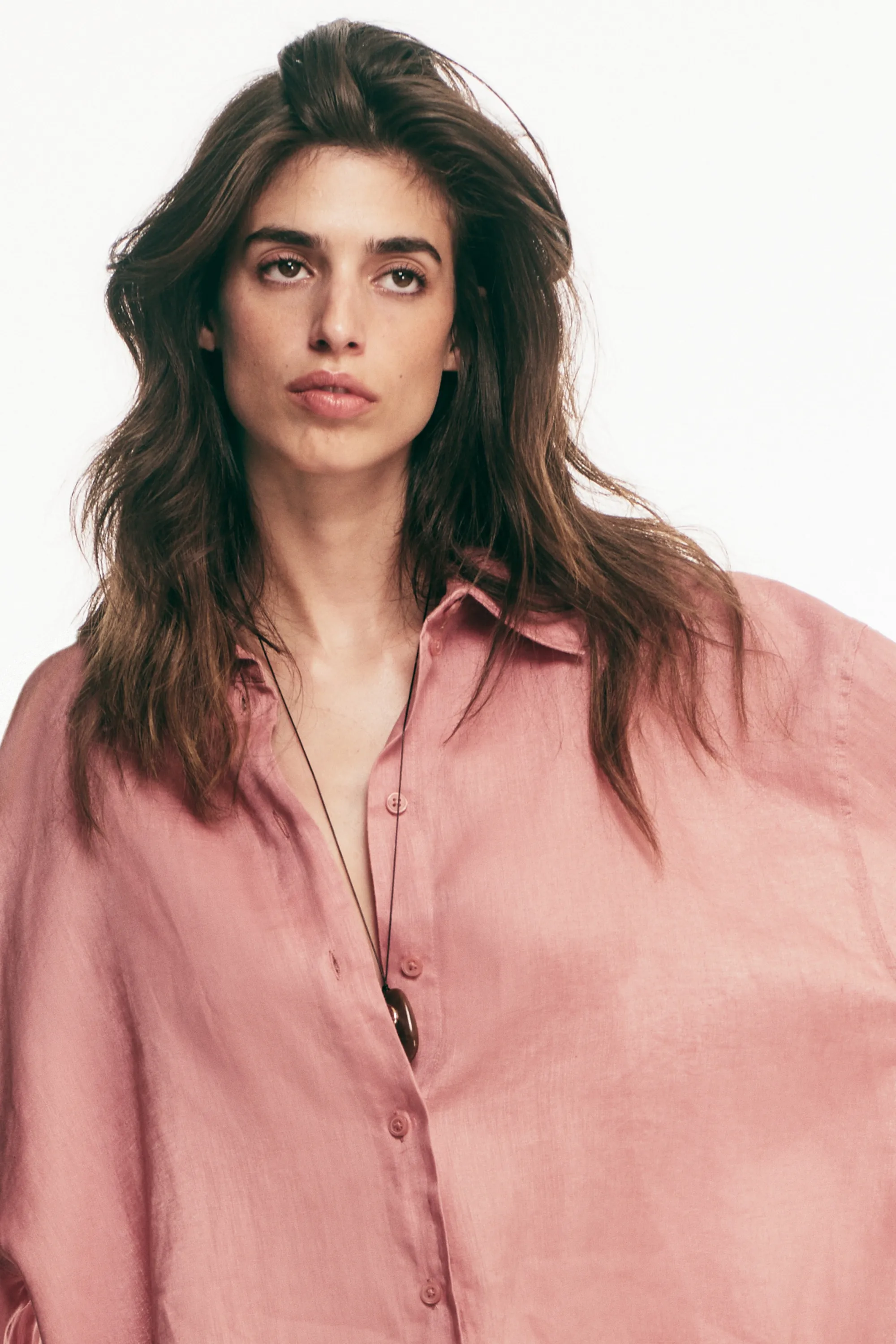 Chemise oversize en lin - Rose ancien