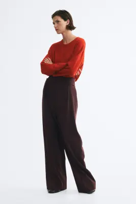 Pantalon paper bag avec ceinture - Marron foncé — photo 2