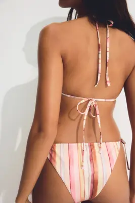 Cheeky Tie tanga bikini bottoms - Rose clair/rayé — photo 2
