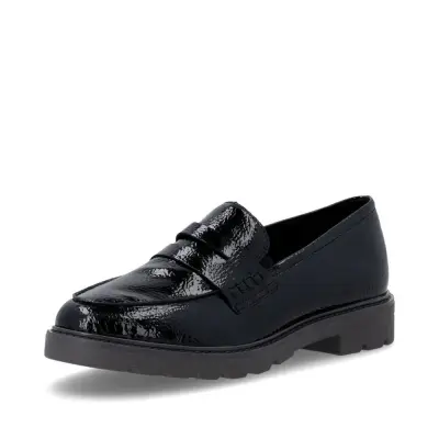 Mocassins Remonte D2Q05-02 Noirs - Cuir Verni Élastique Grande Pointure Femme — photo 1