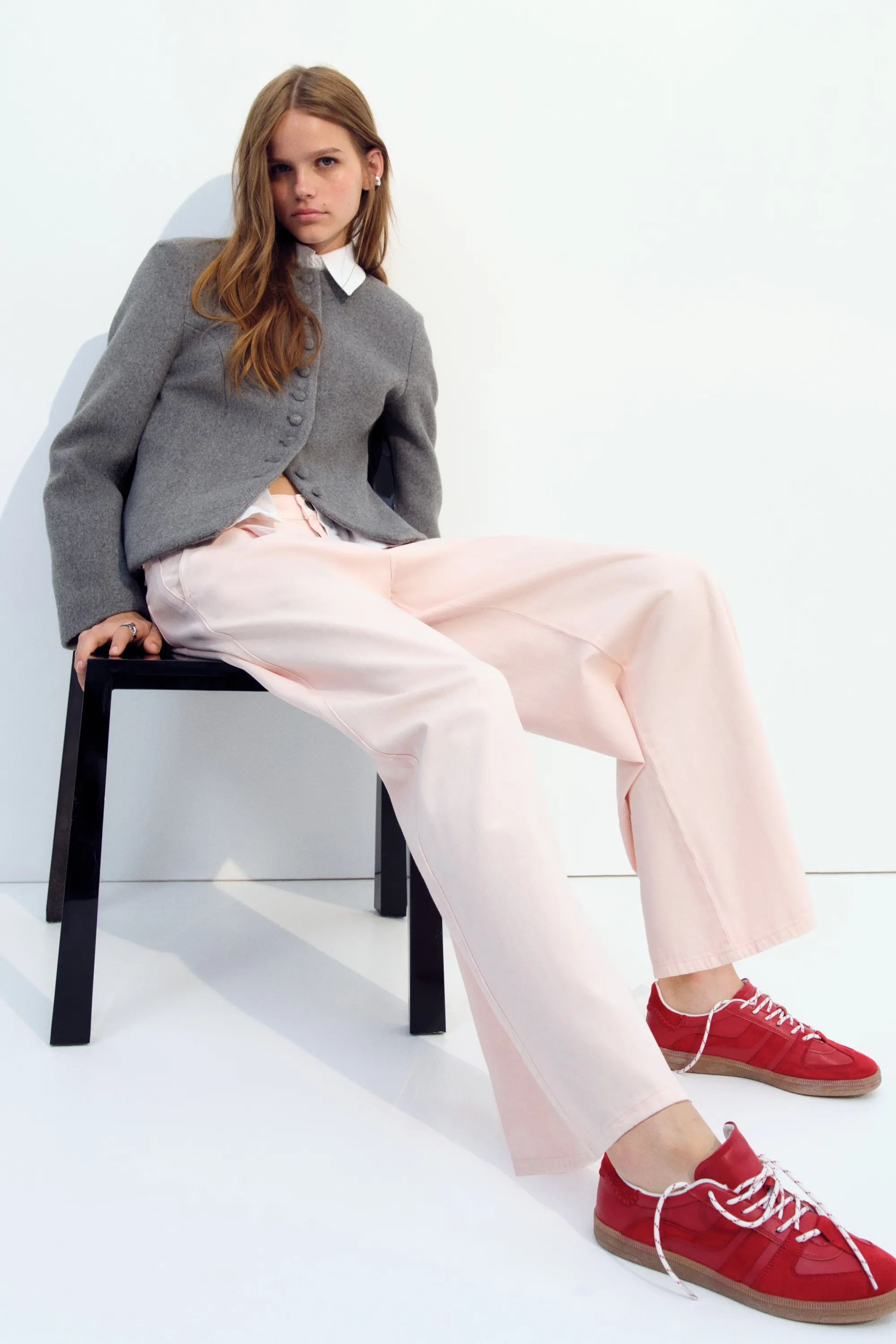 Blazer sans col - Gris foncé chiné