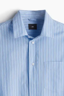 Chemise Regular Fit en popeline - Bleu clair/rayé — photo 1