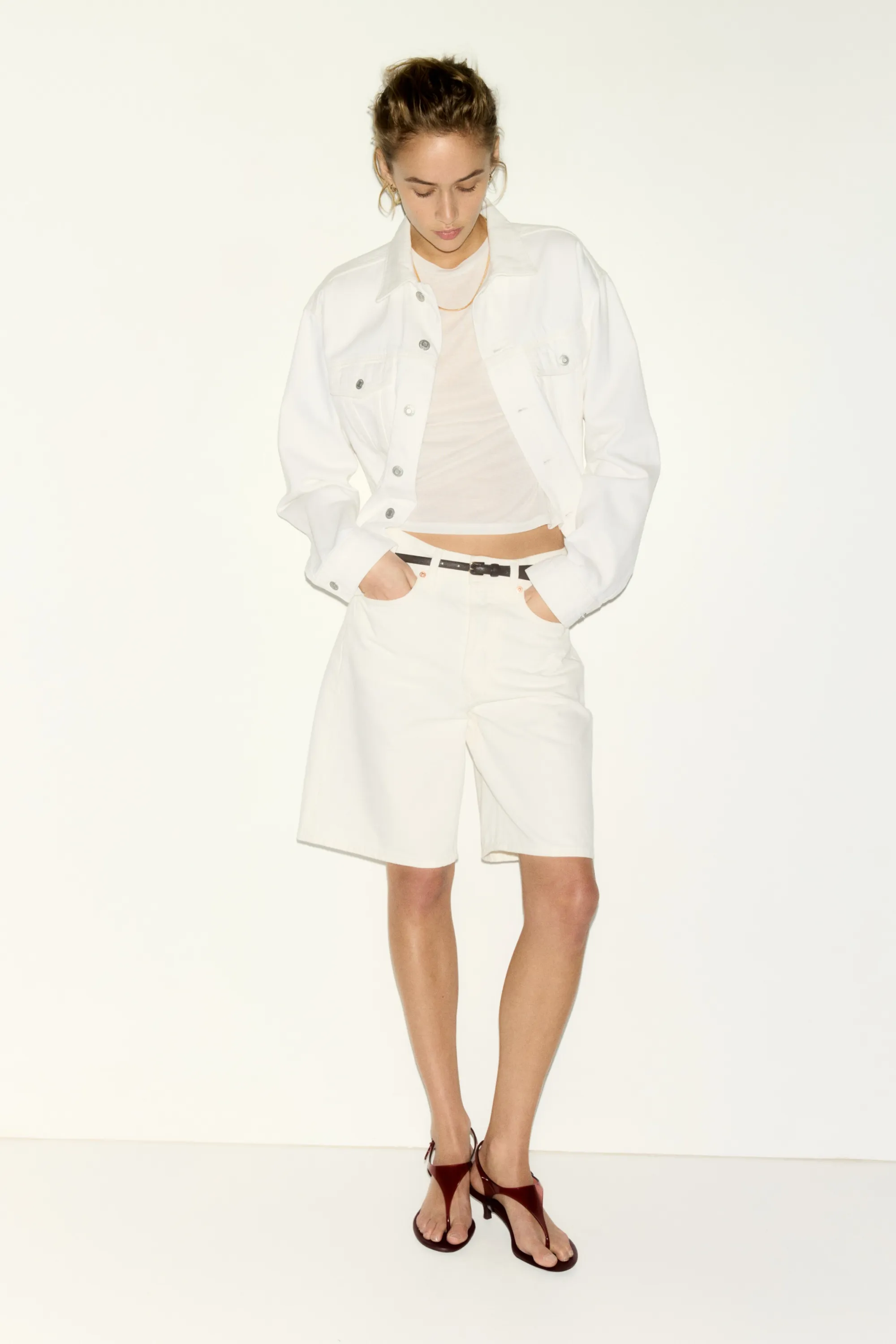 Short Bermuda en denim - Crème