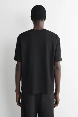 T-SHIRT DÉCONTRACTÉ EN COTON LÉGER - NOIR — photo 3