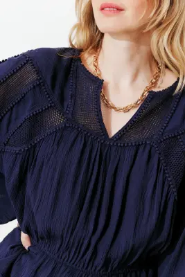 Blouse rétro unie Femme — photo 5