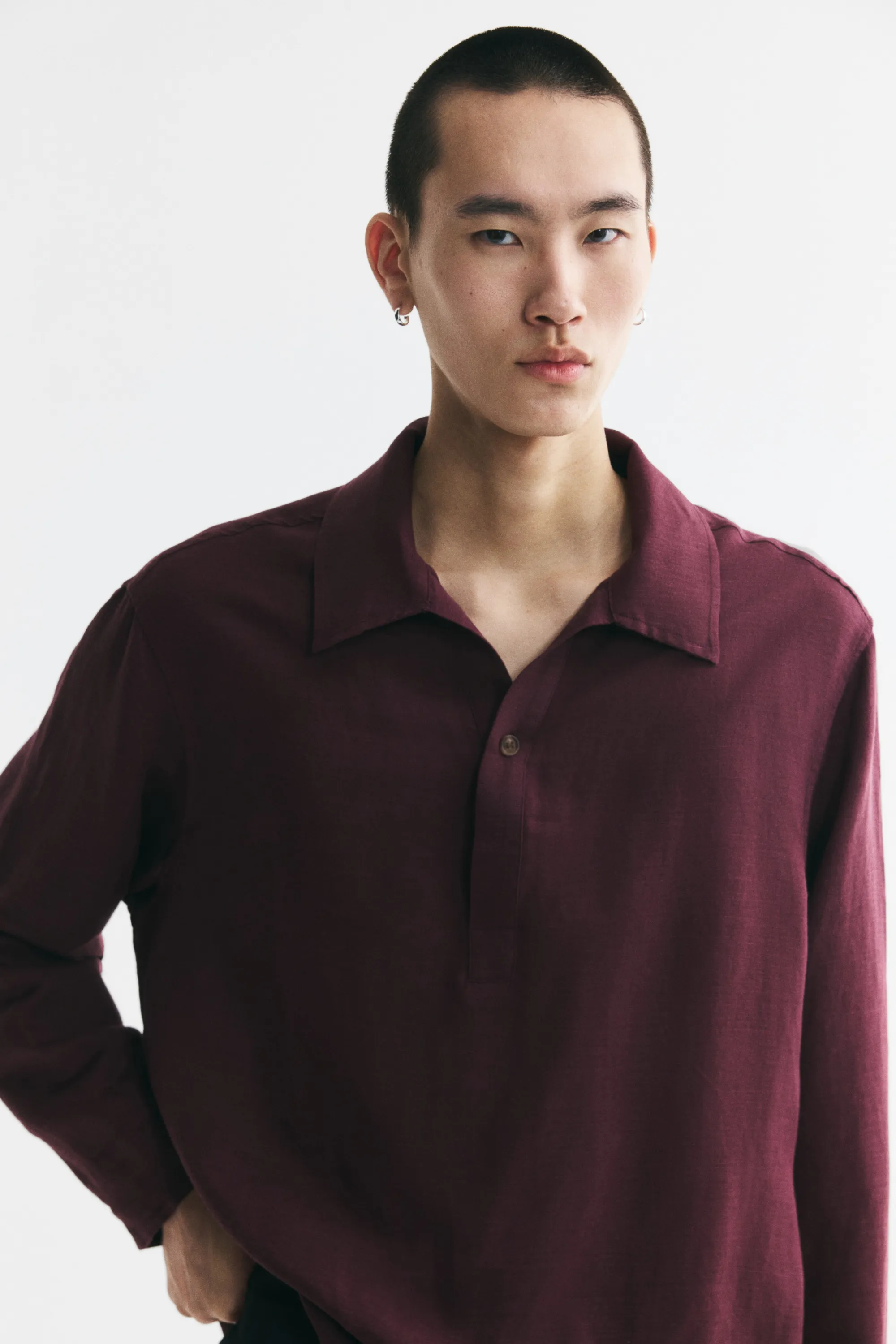 Chemise popover Relaxed Fit - Bordeaux