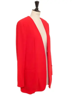 Veste en crêpe rouge rubis Prix boutique 725€ Taille 38 — photo 2