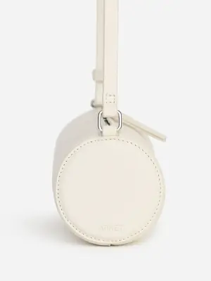 Sac à bandoulière cylindrique en cuir - Blanc cassé — photo 5