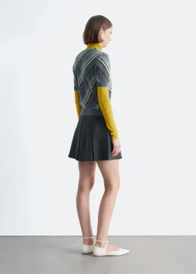 Mini-jupe plissée en laine - Gris foncé — photo 5