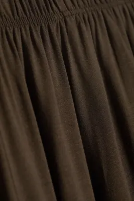 Pantalon en jersey taille basse coupe décontractée - Marron foncé — photo 4