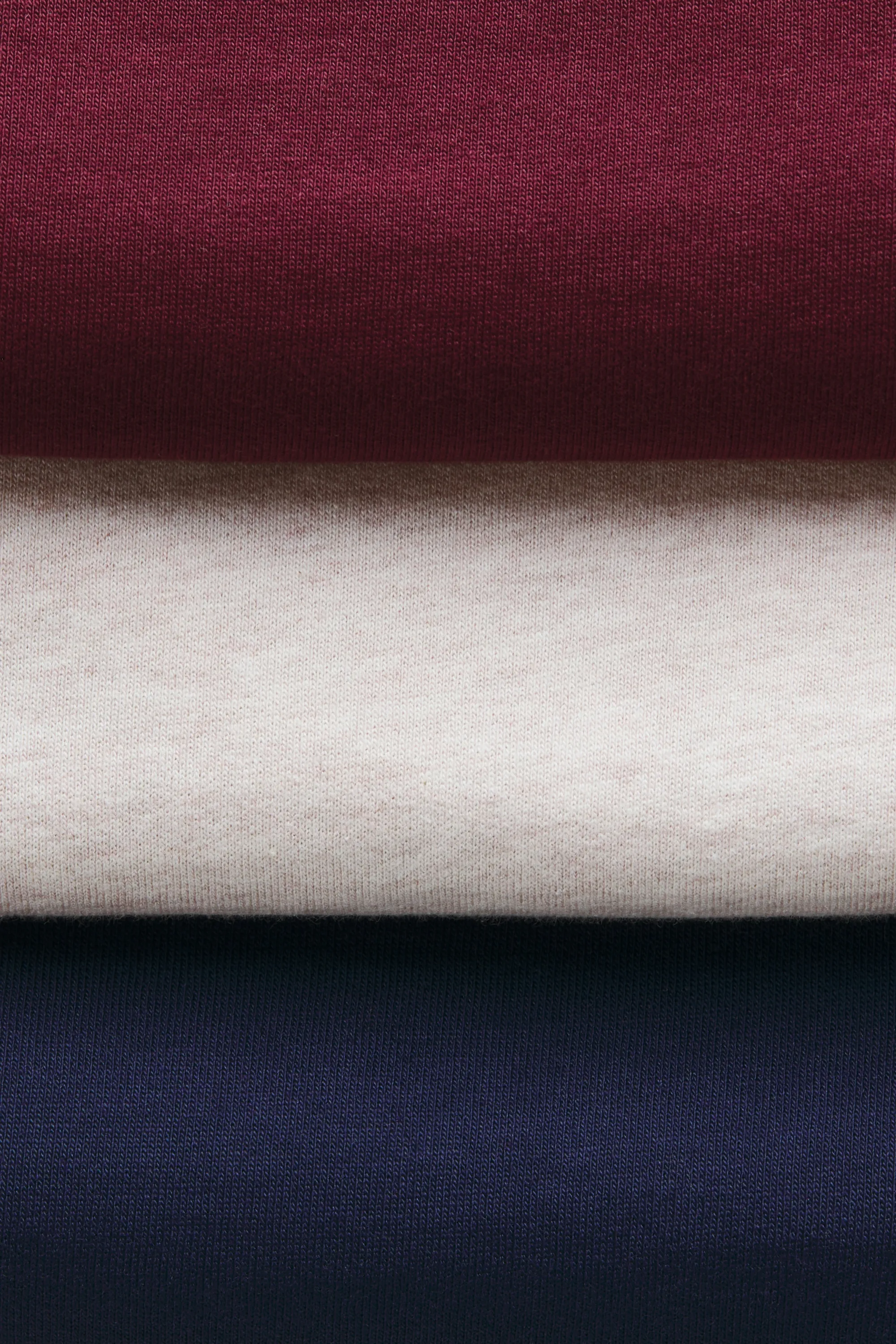 Lot de 3 sweats en coton - Bleu marine/rouge foncé/beige