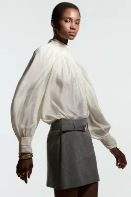 Minijupe avec ceinture - Noir chiné — photo 3