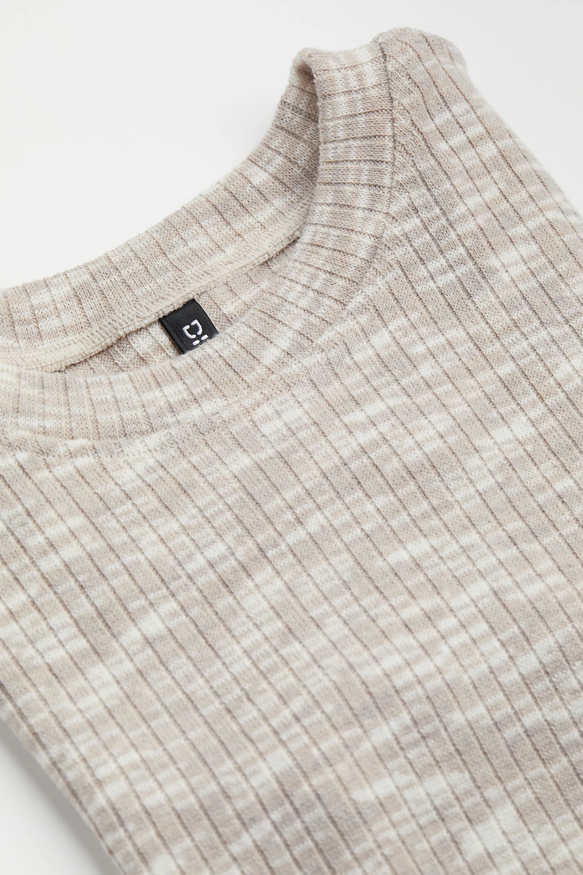 Top côtelé - Beige clair chiné