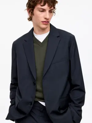 Blazer léger en laine - Bleu foncé — photo 4