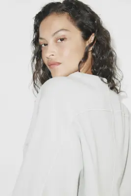 Sweat à manches courtes en coton - Gris clair — photo 3