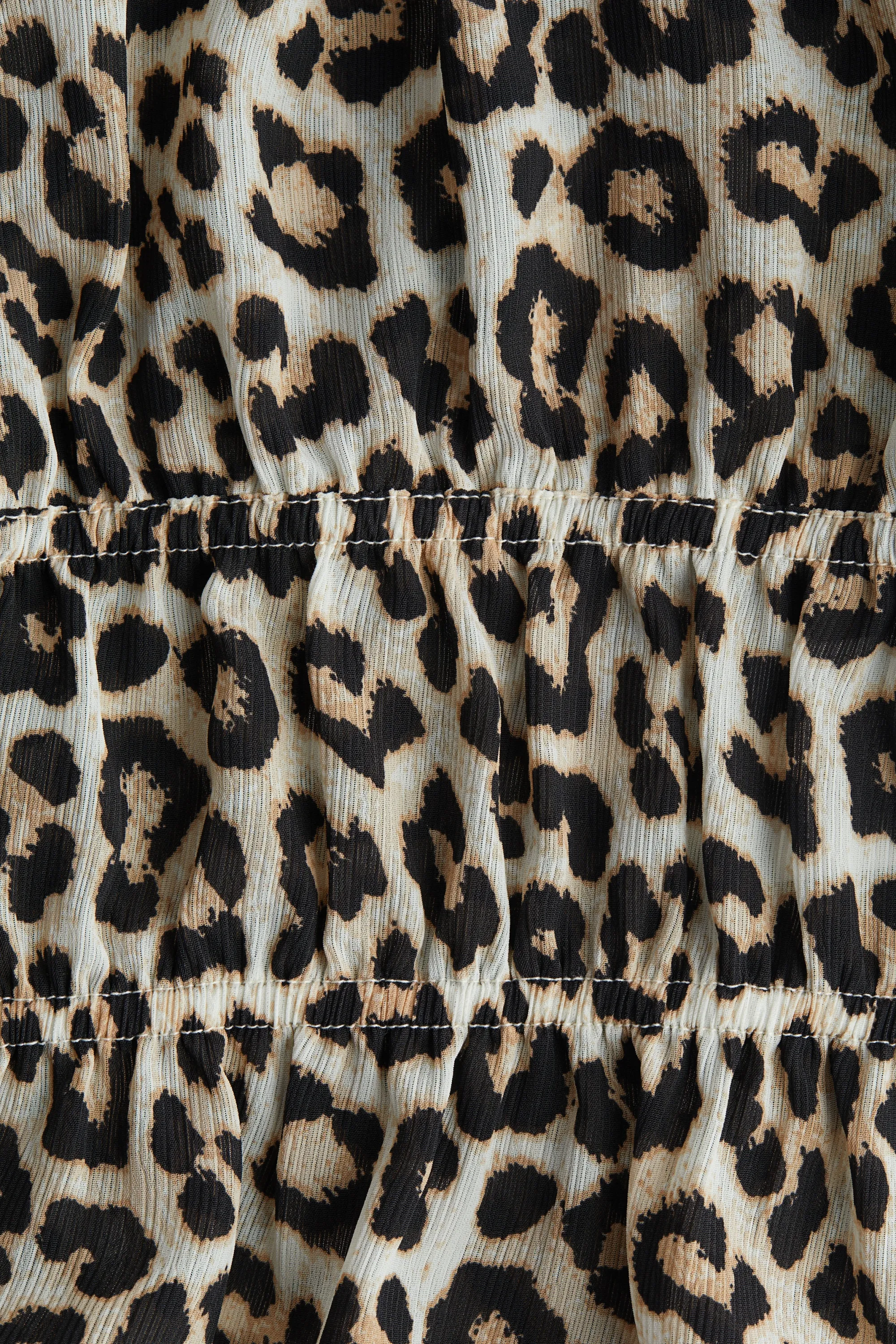 Blouse froissée - Blanc/imprimé léopard